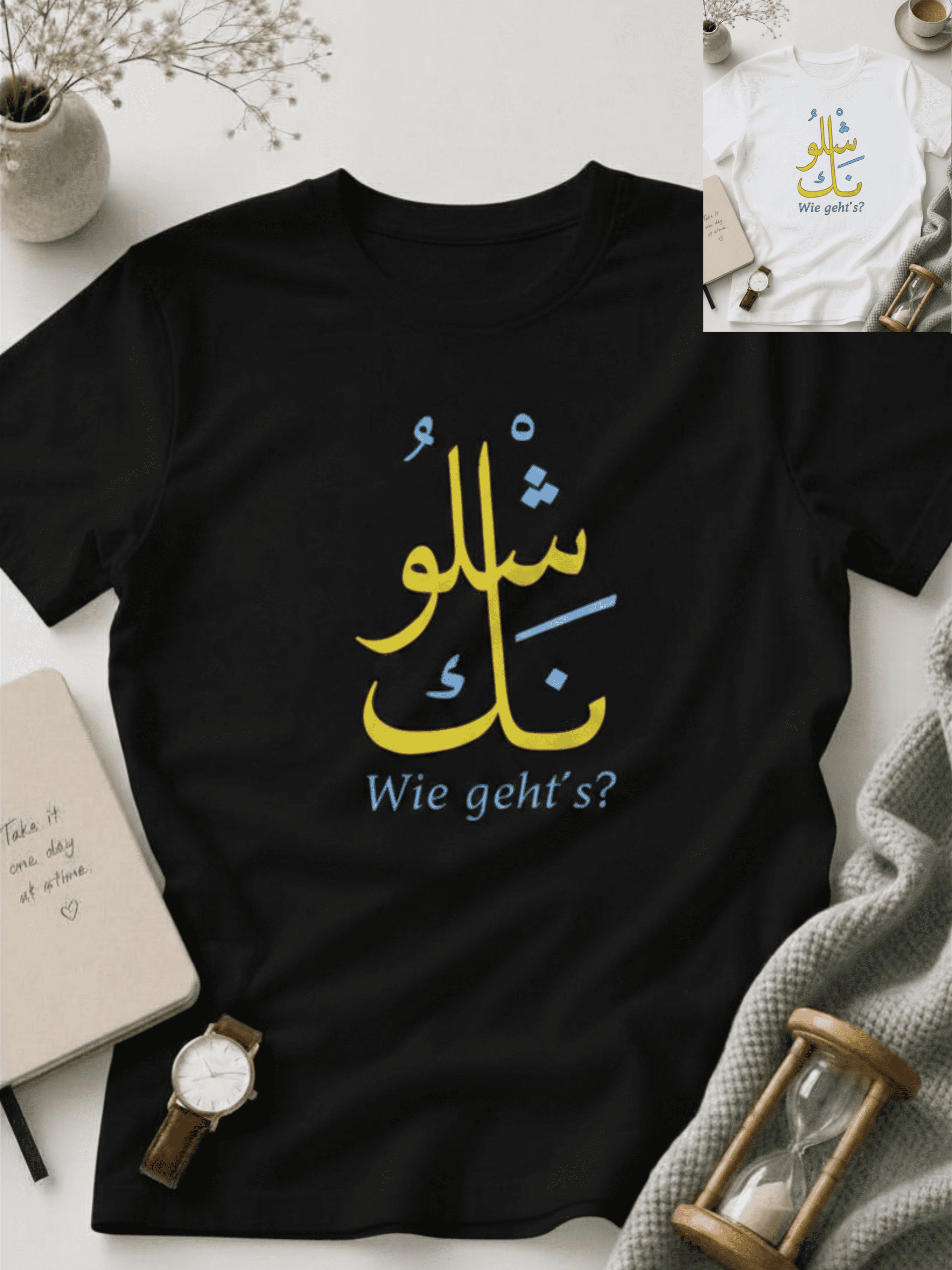 Wie geht’s? Schlunak – Arabisch‑Deutsches Unisex T‑Shirt – Bild 3
